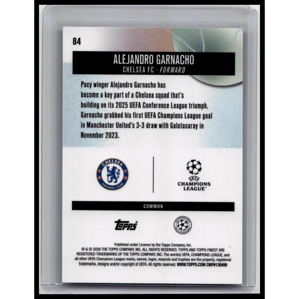 2025-26 Finest UEFA Alejandro Garnacho #84 Purple Checkerboard Refractor #/150